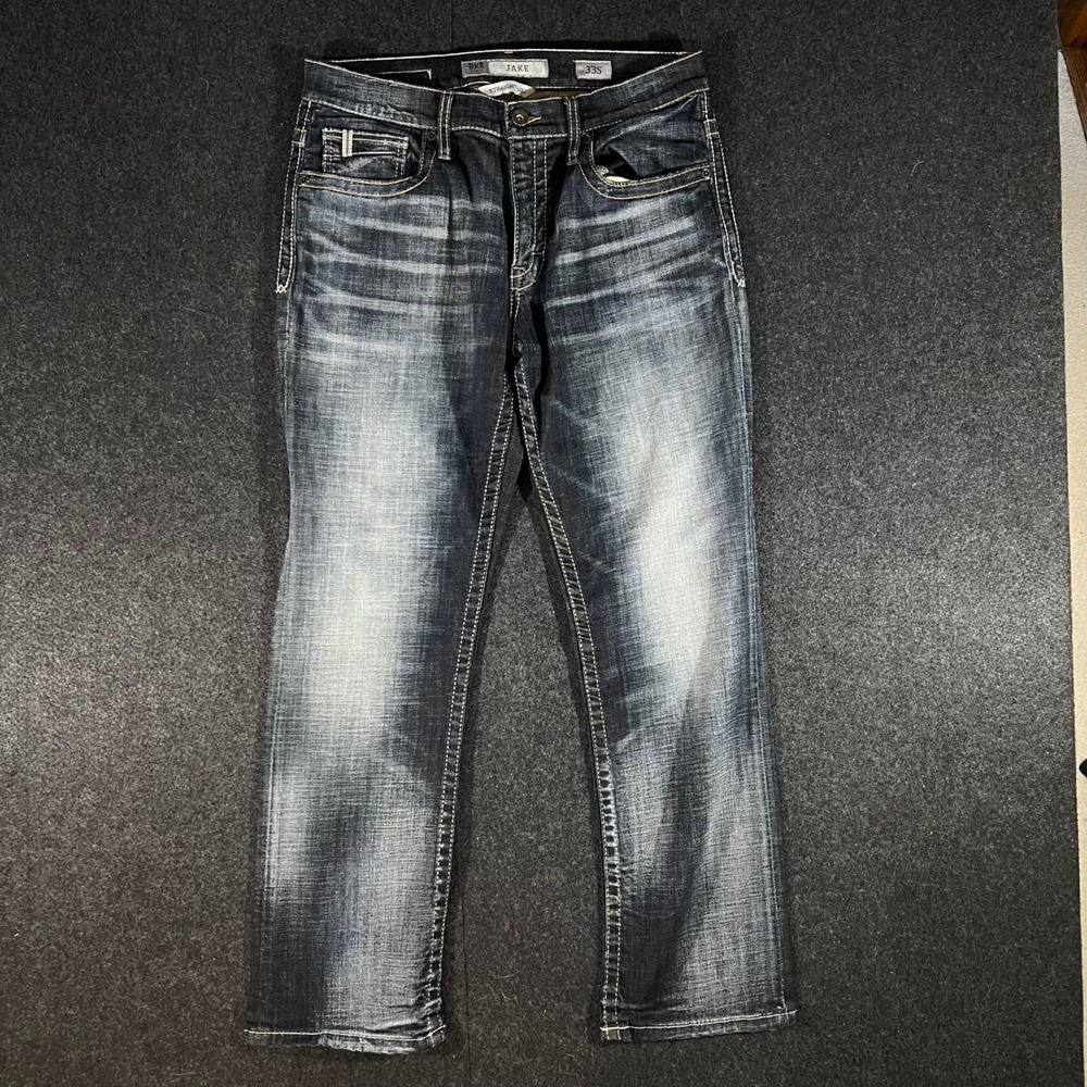 BKE Jake Jeans Women 33S Dark Wash Straight Leg Distressed Y2K Grunge Skater